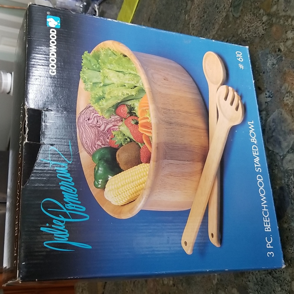 Julie Pomerantz Goodwood 3 pc Beechwood Salad Bowl Set